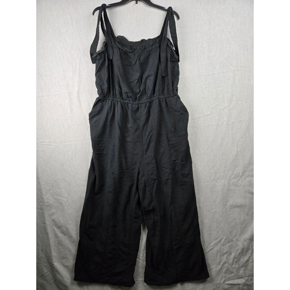Torrid ChallIis Eyelet Embroidered Wide Leg Jumpsuit Tie Shoulder Plus Size 2